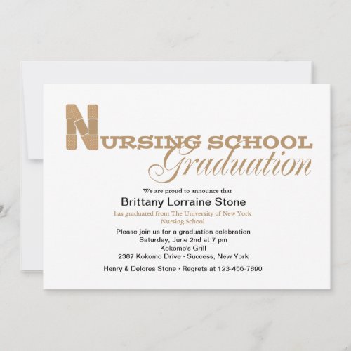 Band-aid Nursing School Graduation Invitation