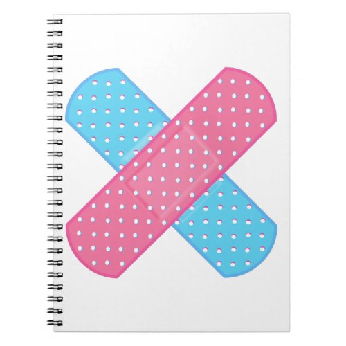band aid pink blue notebook