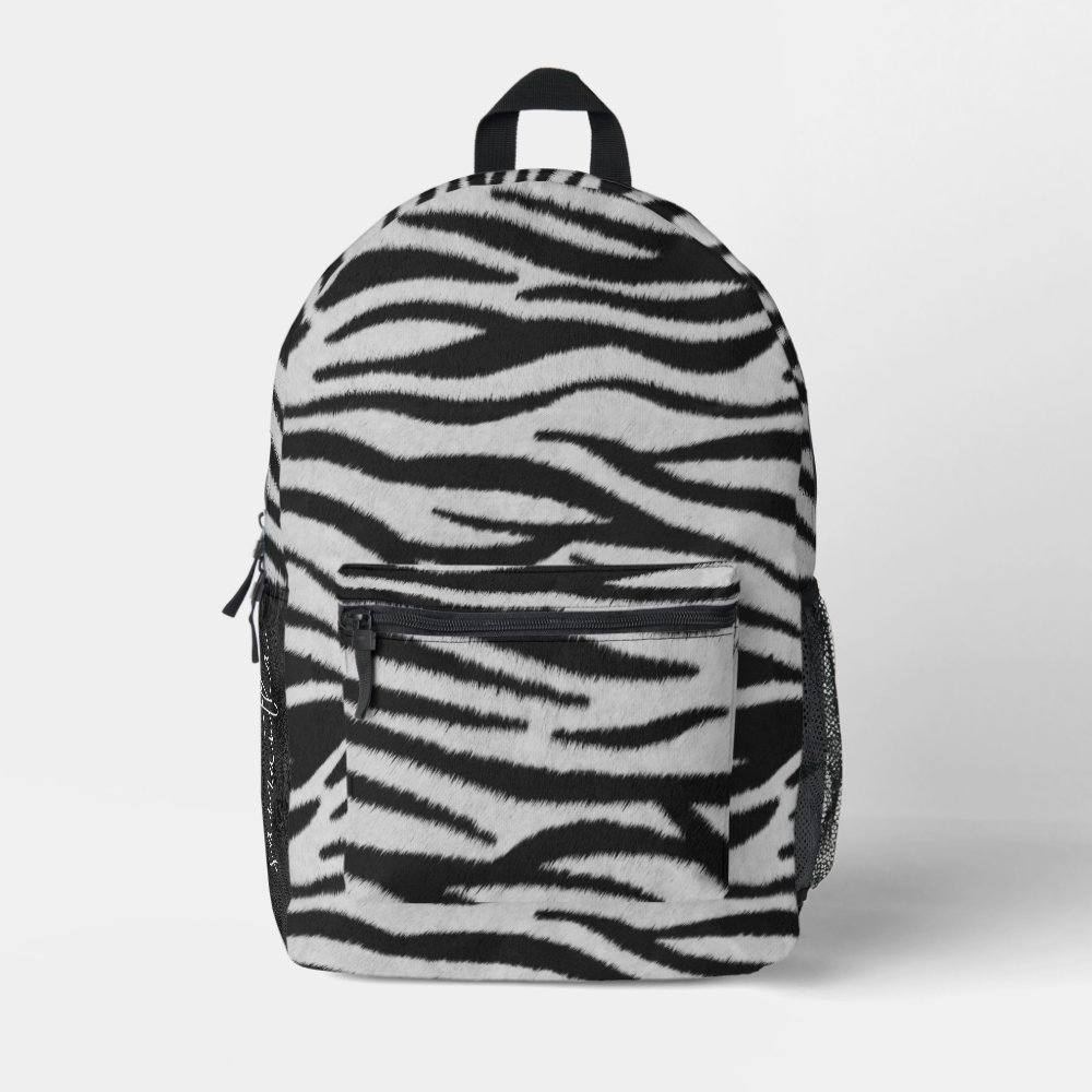 Band And White Realistic Zebra Stripes Animal Fur Custom Name Kids Backpack