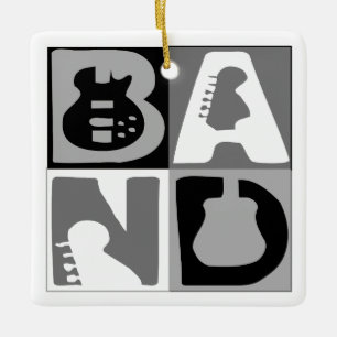 Band Blocks Blue Ceramic Ornament