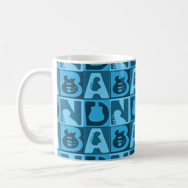 Band Blocks Blue  Coffee Mug (Left)