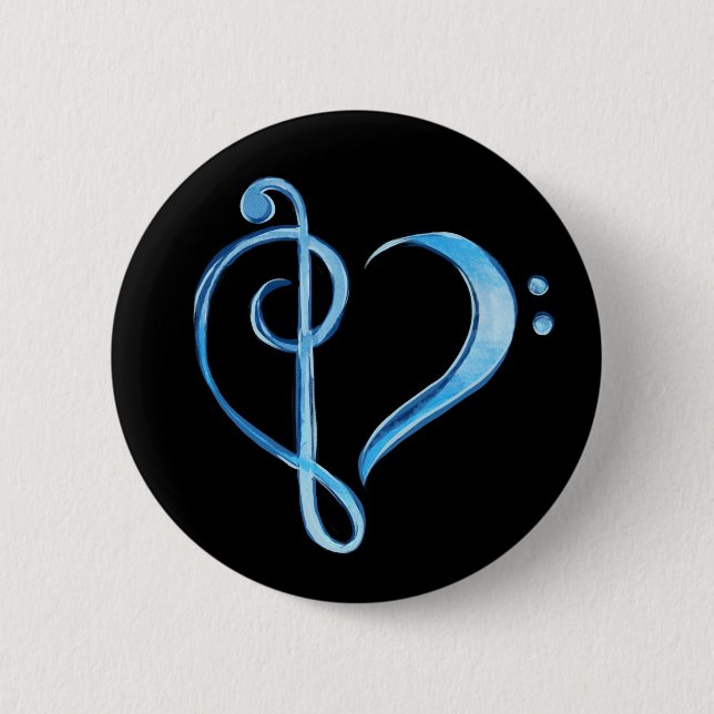 Band Class Bass and Treble Clef Heart              Button (Front)