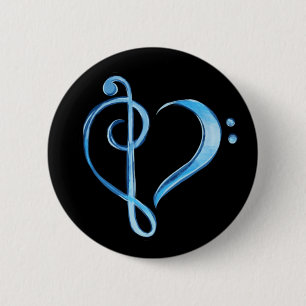 Band Class Bass and Treble Clef Heart Button