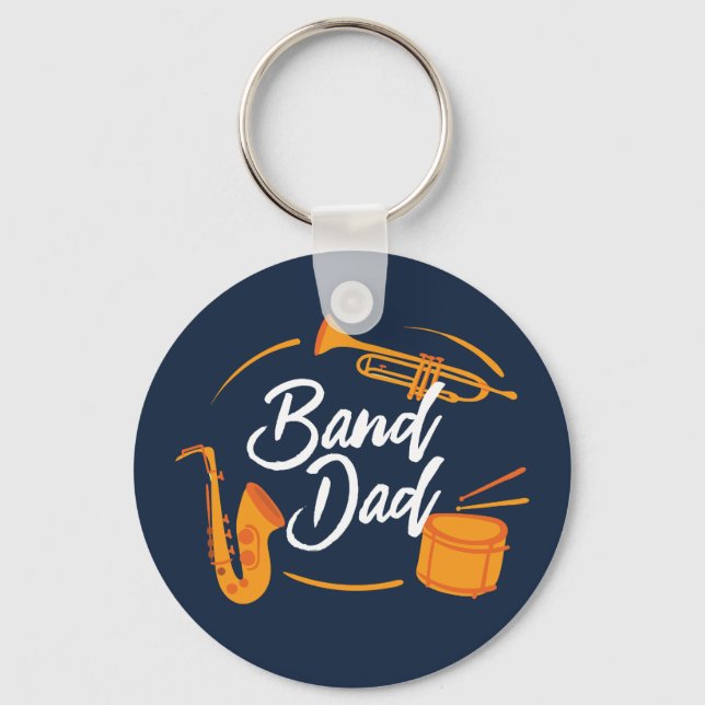 Band Dad Funny School Marching Band Keychain (Front)