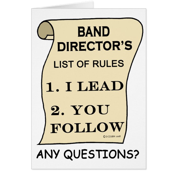 Band Director List Of Rules Cards