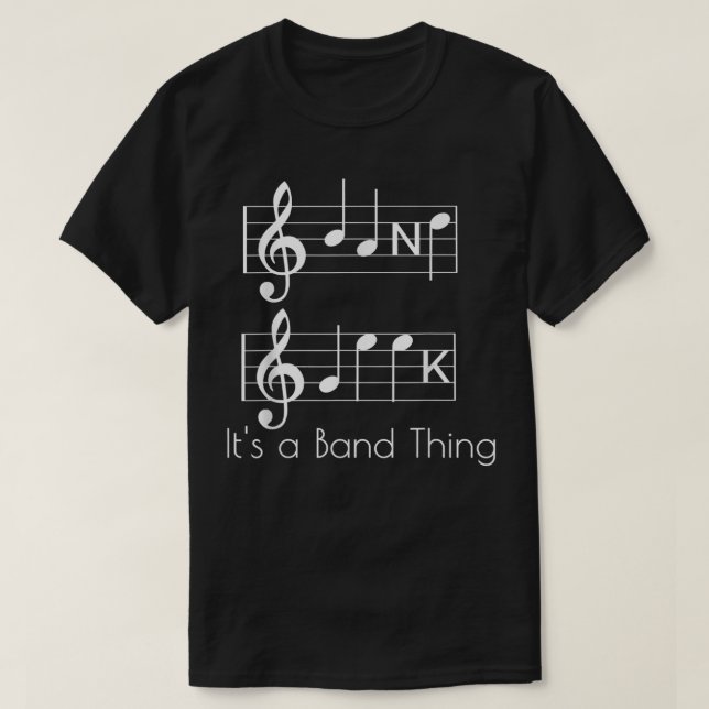 Band Geek Music Notes Spelling Funny  for Musician T-Shirt (Design Front)