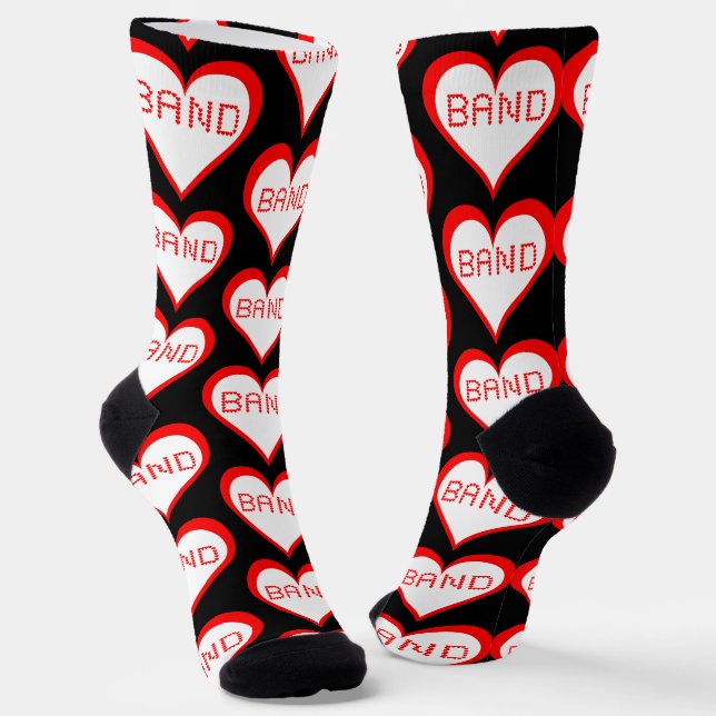 Band Hearts Crew Socks (Angled)