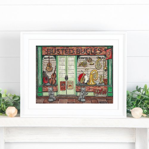Band Instrument Music Shop Watercolor Poster