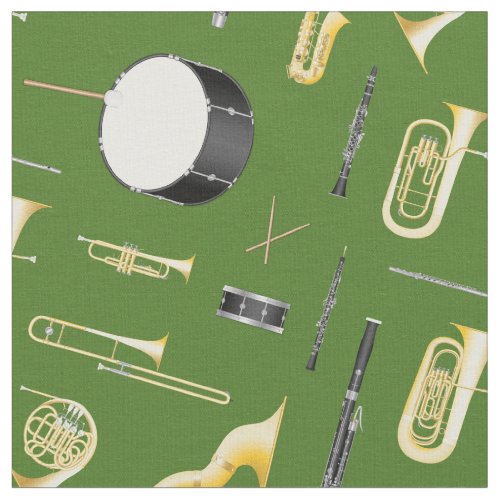 Band Instruments Music Musician Teacher Green Fabric