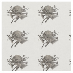 Band Instruments Vintage Sketch Birds Sheet Music Fabric