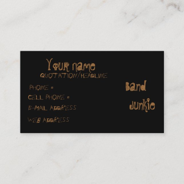 Band  Junkie Business Card (Front)