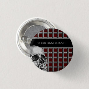 Band Merch Custom Name Skull Rock Roll Metal Music Button