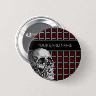 Band Merch Custom Name Skull Rock Roll Metal Music Button