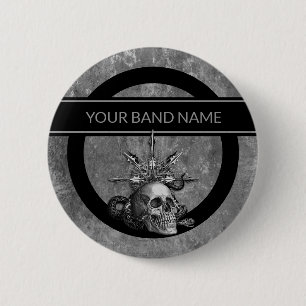 Band Merch Custom Name Skull Rock Roll Metal Music Button