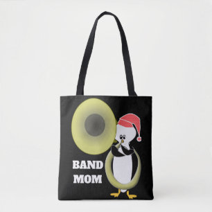 Band Mom Baby Penguin Playing Tuba Tote Bag