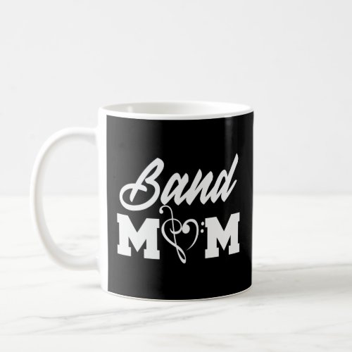 Band Mom Heart Treble Clef and Bass Clef Funny  Coffee Mug