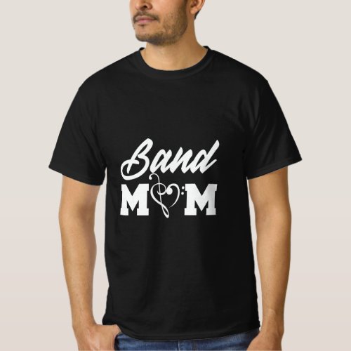 Band Mom Heart Treble Clef and Bass Clef Funny  T_Shirt