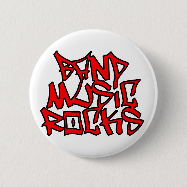 Band Music Rocks Pinback Button (Front)