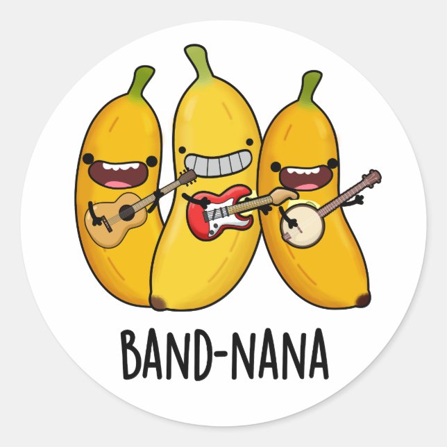 Band-nana Funny Fruit Banana Pun  Classic Round Sticker (Front)