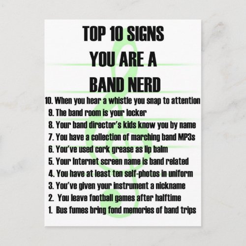 Band Nerd Top 10 Postcard