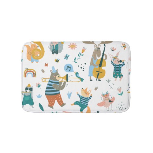 Band of Colorful Animals Bath Mat