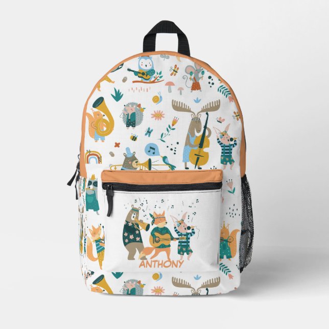 Band of Colorful Animals Printed Backpack (Front)