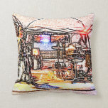 band on stage colored pencil music themed design throw pillow