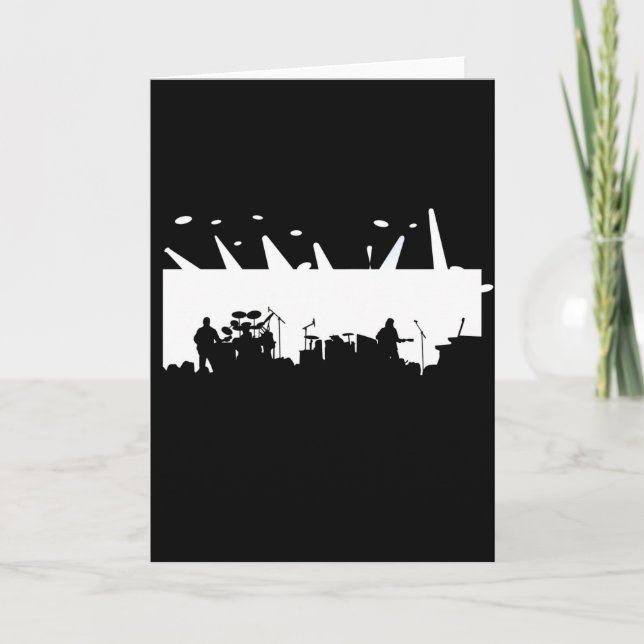 Band On Stage Concert Silhouette B&W Card (Front)
