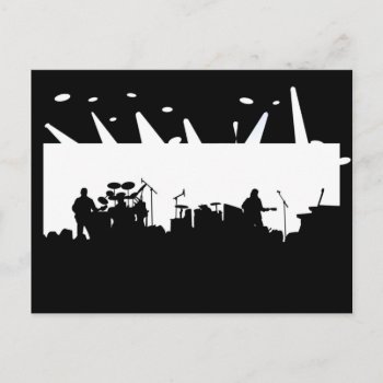 Band On Stage Concert Silhouette B&w Postcard by VoXeeD at Zazzle
