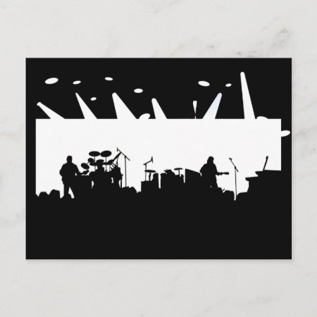 Band On Stage Concert Silhouette B&w Postcard