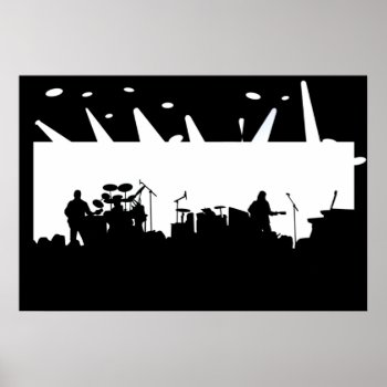 Band On Stage Concert Silhouette B&w Poster by VoXeeD at Zazzle