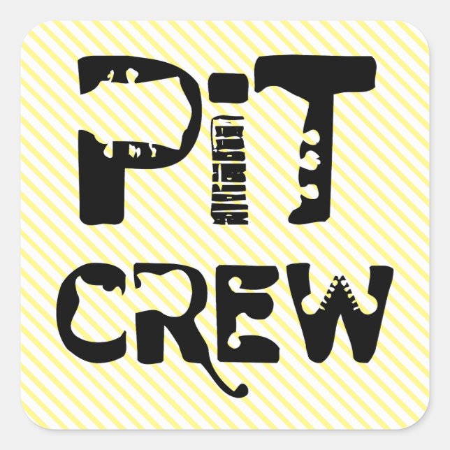 Band Pit Crew Musical Text Square Sticker (Front)