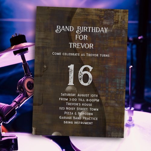 Band Practice Birthday Guitar Player Invitation