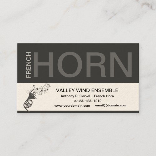 Band Wind Ensemble  French Horn Musical Instrument Business Card