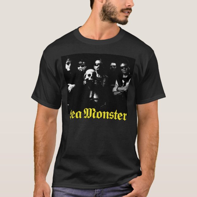 Band With Skull and Sea Monster Logo (Black Shirt) T-Shirt (Front)