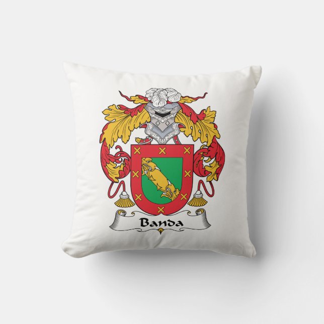 Banda Family Crest Throw Pillow (Front)