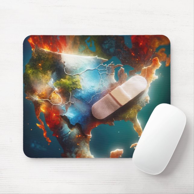 Bandage On a USA Map Mouse Pad (With Mouse)