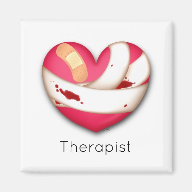 Bandaged Wounded Heart Humorous Therapist Magnet (Front)
