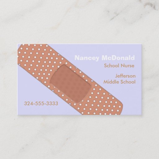 Customizable Bandaide School Nurse Business Card