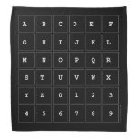 ABC|DEF
 GHIJKL
 M|N|OPQR
 STUVWX
 YZ0123
 456789  Bandana