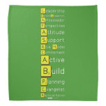 Leadership
 PersonalEngagement
 Ambassador
 Perspectives
 Attitude
 Support
 Role Model
 Commitment
 Active
 Build
 Planning
 Evangelist
 Representative
 
  
   Bandana