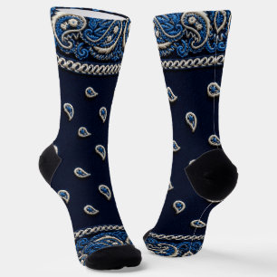 Bandana 2 Tone Blue Socks