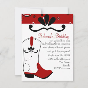 Bandana and Lasso Cowgirl Birthday Invitation