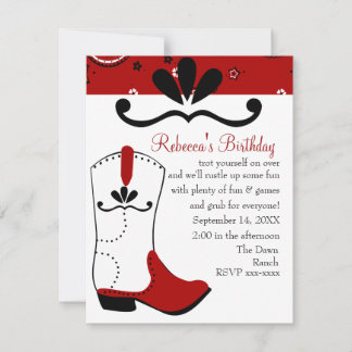 Bandana and Lasso Cowgirl Birthday Invitation