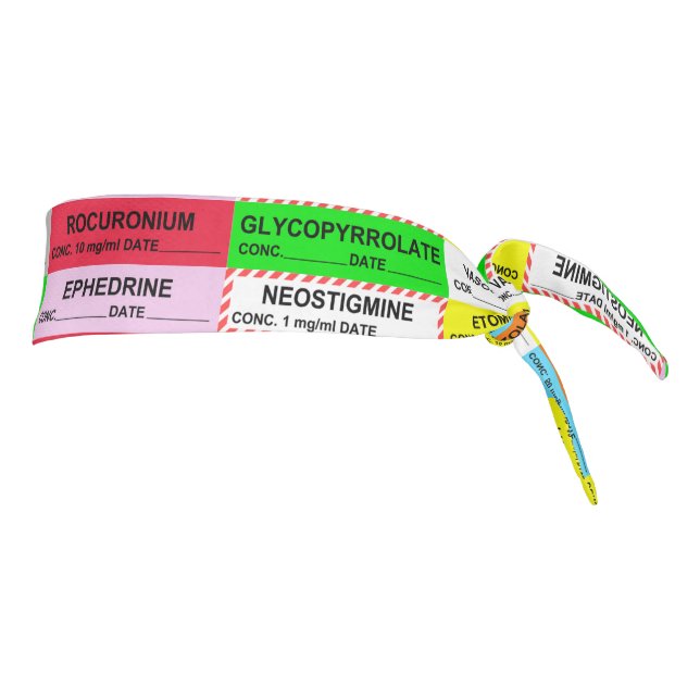Bandana Anesthesia Medications Labels Tie Headband (Rotate 90)