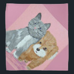 Bandana BFF<br><div class="desc">A portrait of a kitten and a puppy against a pink background.</div>