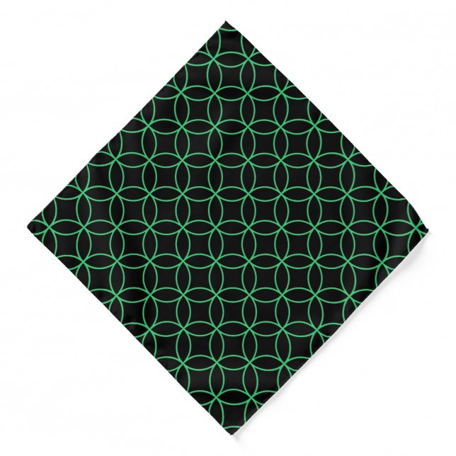 Bandana-Black & Green Circles Bandana (Front)
