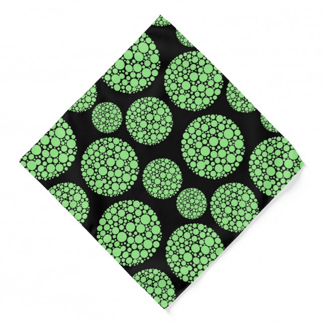 Bandana-Black & Green Dots Bandana (Front)