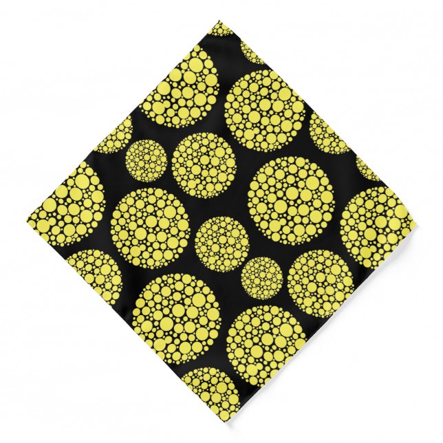 Bandana-Black & Yellow Dots Bandana (Front)