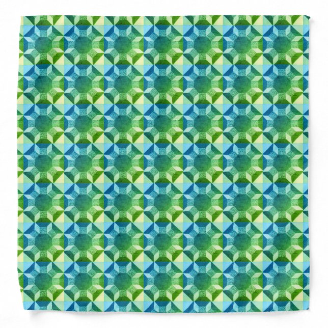 Bandana - Blue and Green Quilt Pattern (Front)